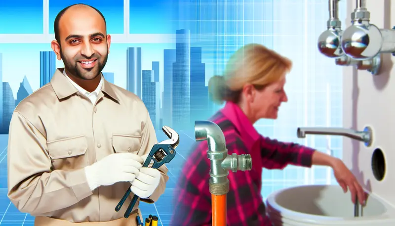 A licensed, professional Houston plumber performs an inspection for a satisfied homeowner.